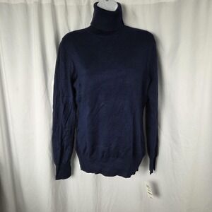 Alfani Sweater Mens Large Blue Turtleneck Pullover Knit Long Sleeve Solid